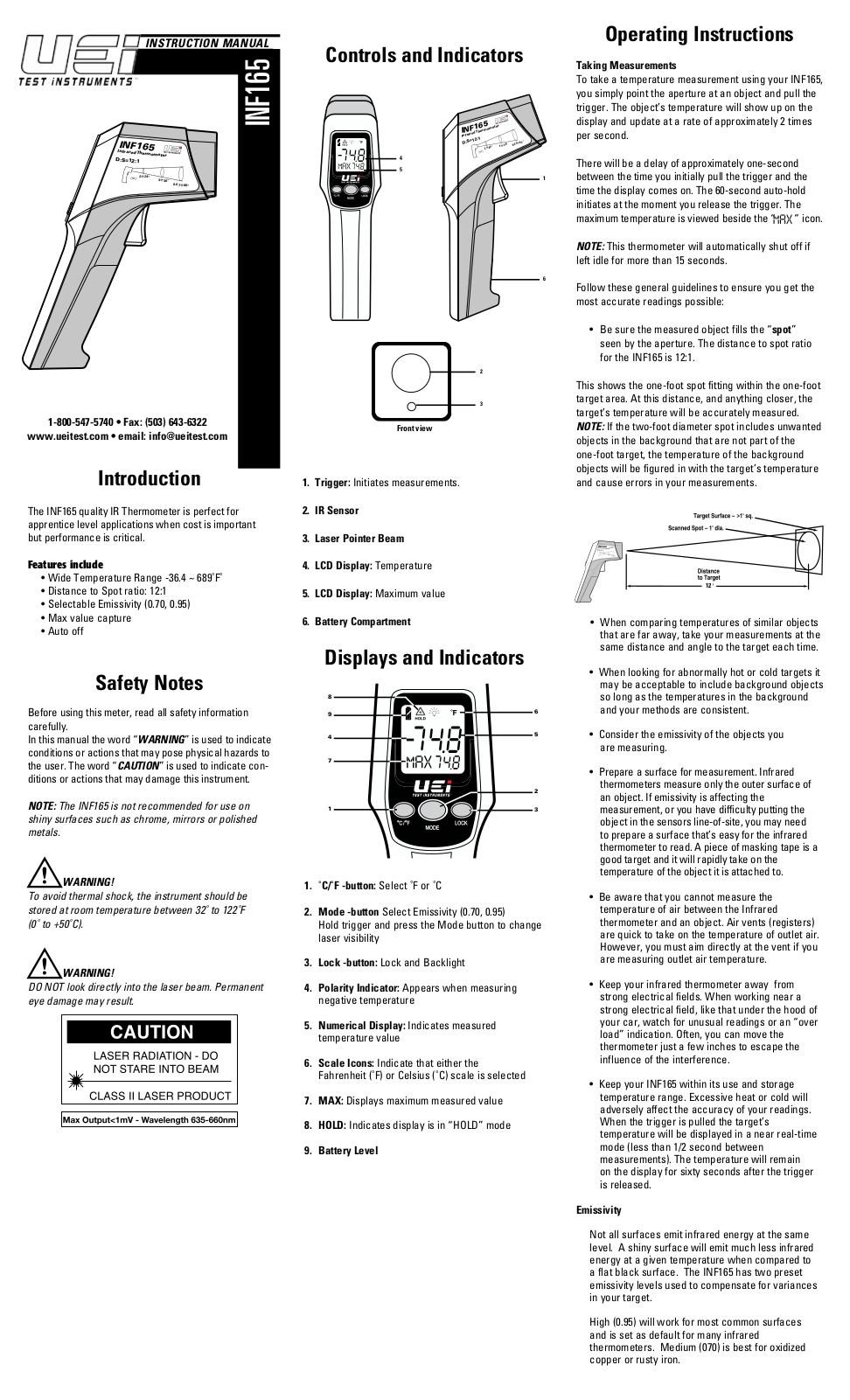 Universal Enterprise INF165 Installation  Manual