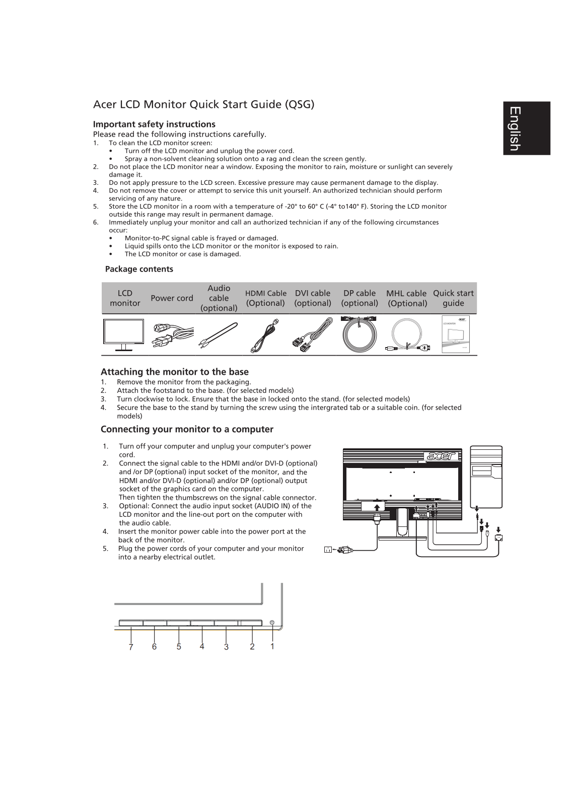 Acer K242HQK QUICK START GUIDE