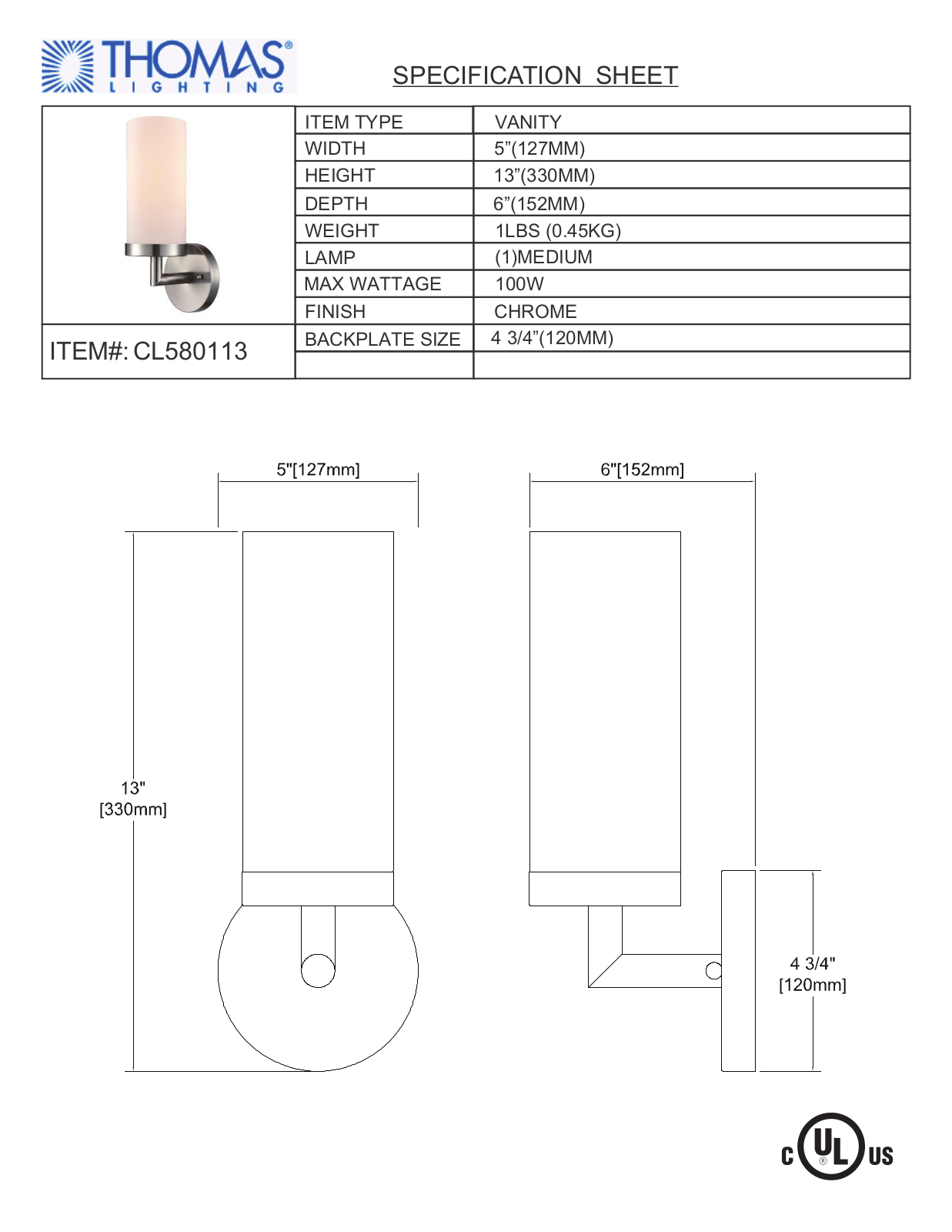 Thomas Lighting CL580LIGHT User Manual - ManualMachine.com