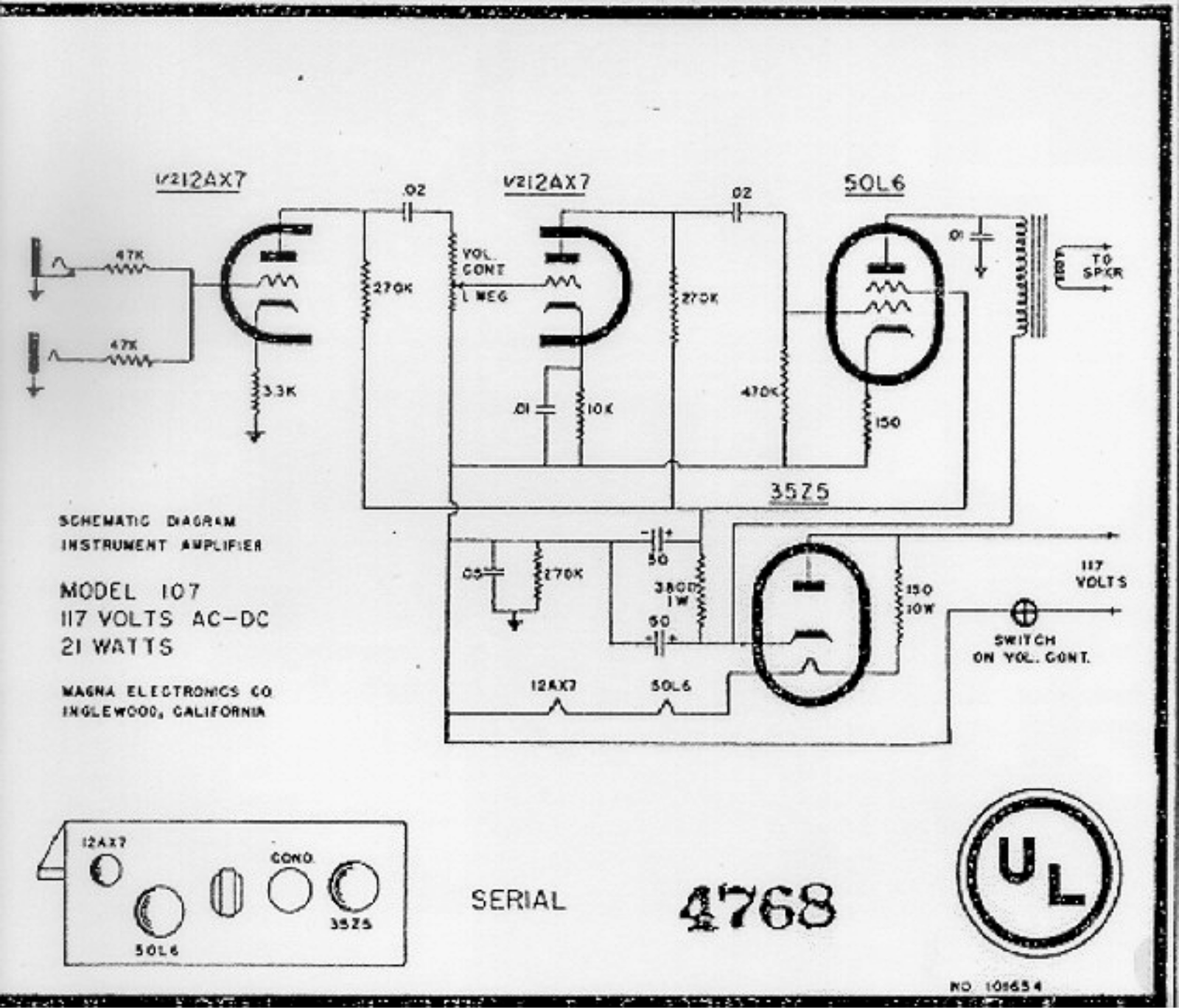 Magnatone 107 schematic