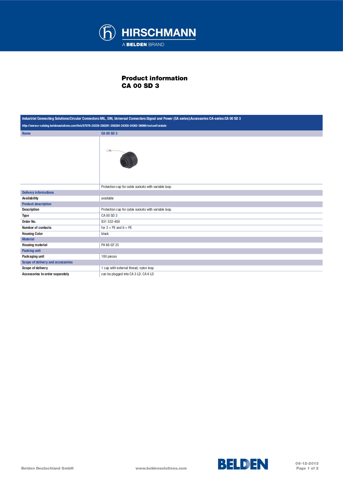 Datasheet CA 00 SD 3 Specification - ManualMachine.com