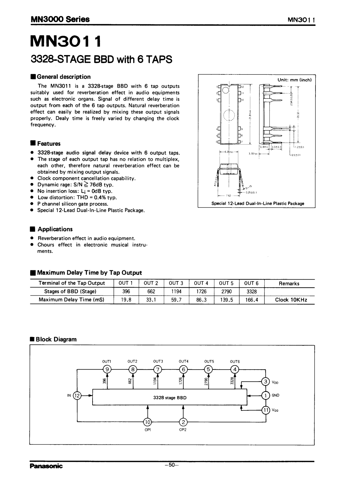 Panasonic MN3011 Datasheet