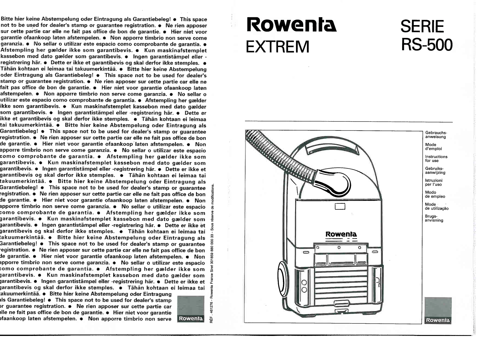 ROWENTA RS 500 User Manual