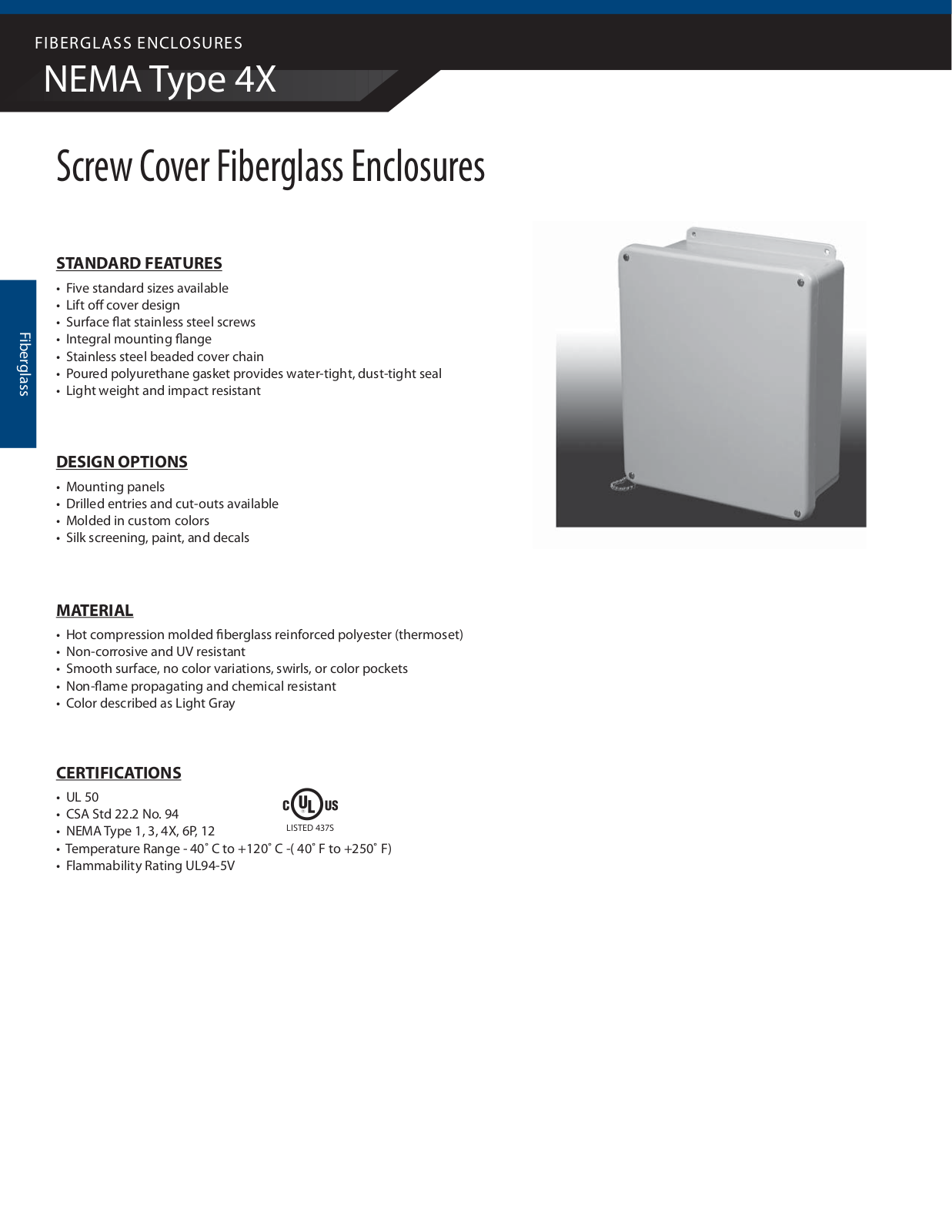 Adalet Screw Cover Fiberglass Enclosures Catalog Page