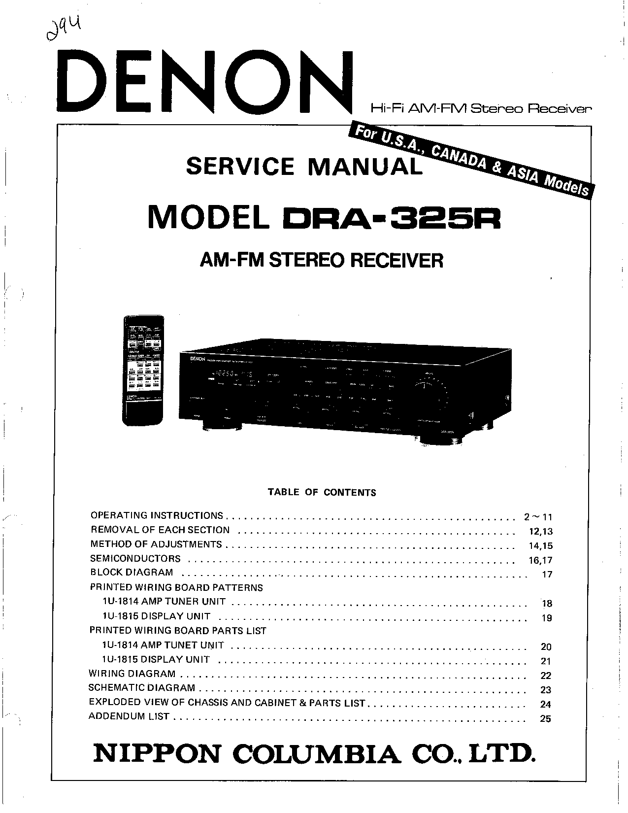 Denon DRA-325R Service Manual