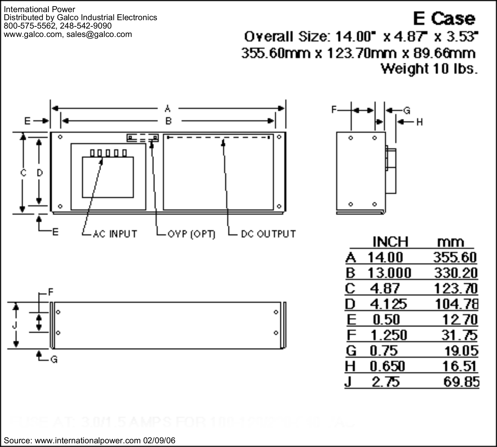 International Power E Case Dimensional Sheet - ManualMachine.com