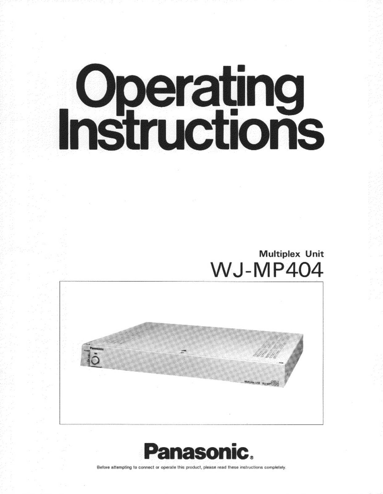 Panasonic wj-mp404 Operation Manual