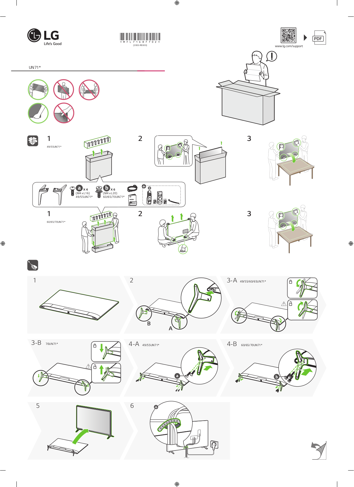 LG 60UN71006LB, 55UN71006LB, 65UN71003LB, 55UN71003LB, 60UN71003LB Instructions for quick setup