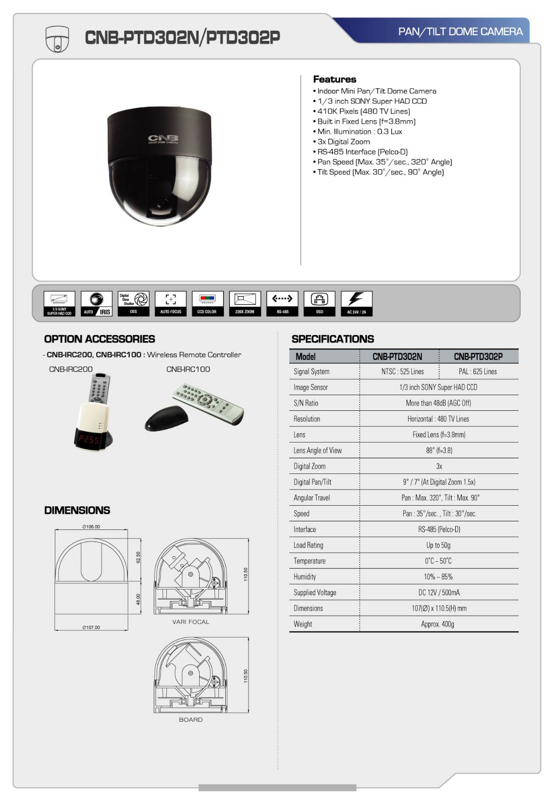 CNB PTD302N Specsheet