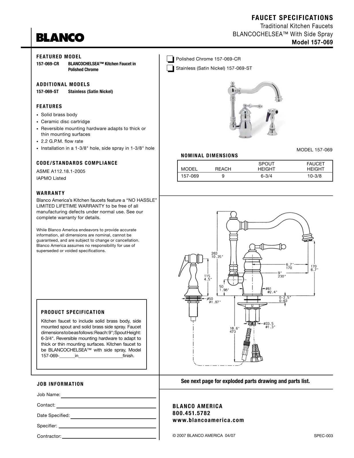 Blanco 157-069 User Manual