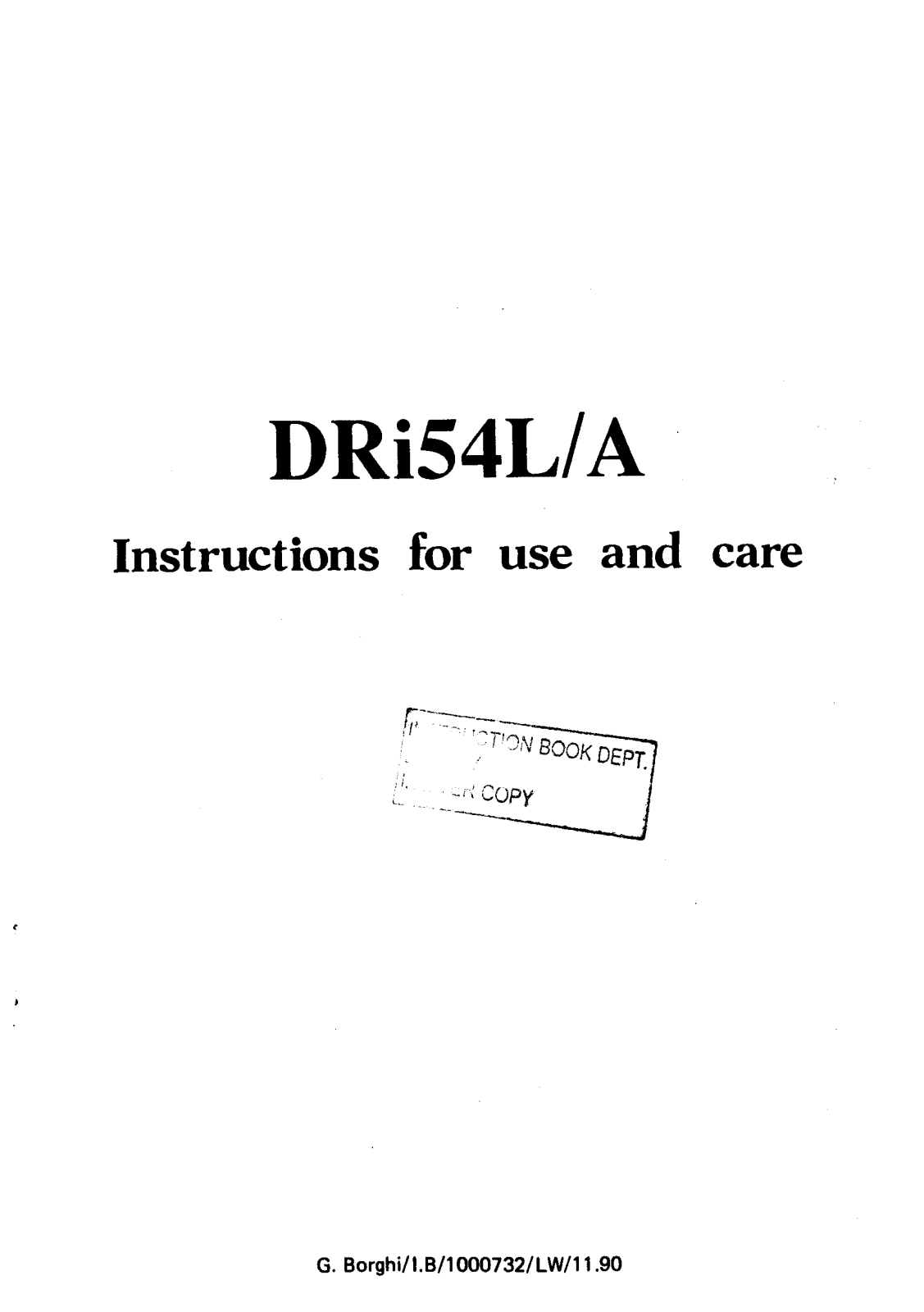 Zanussi DRi54/L User Manual