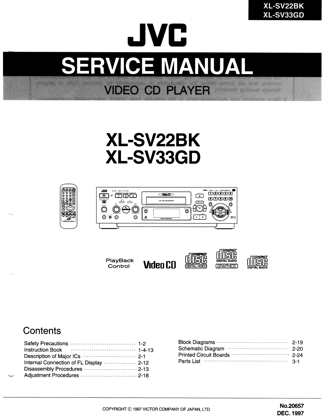 JVC XL-SV22BKU, XL-SV22BKUB, XL-SV22BKUF, XL-SV22BKUT, XL-SV23GDU Service Manual
