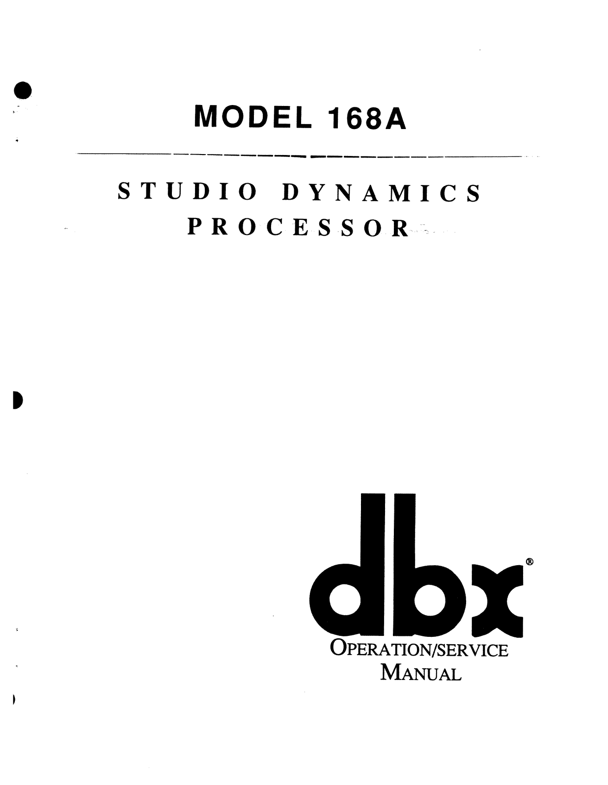 dbx 168A Operation Manual