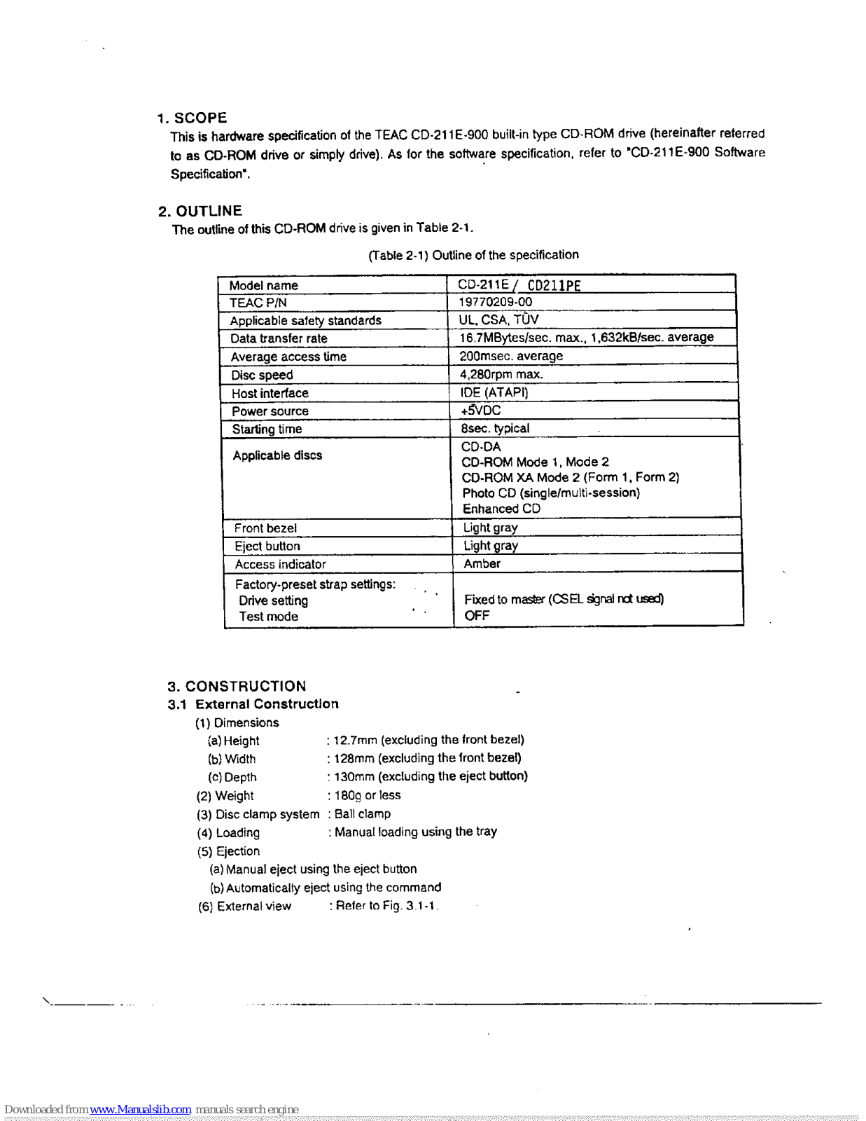 Teac CD-211E, CD-211PE User Manual