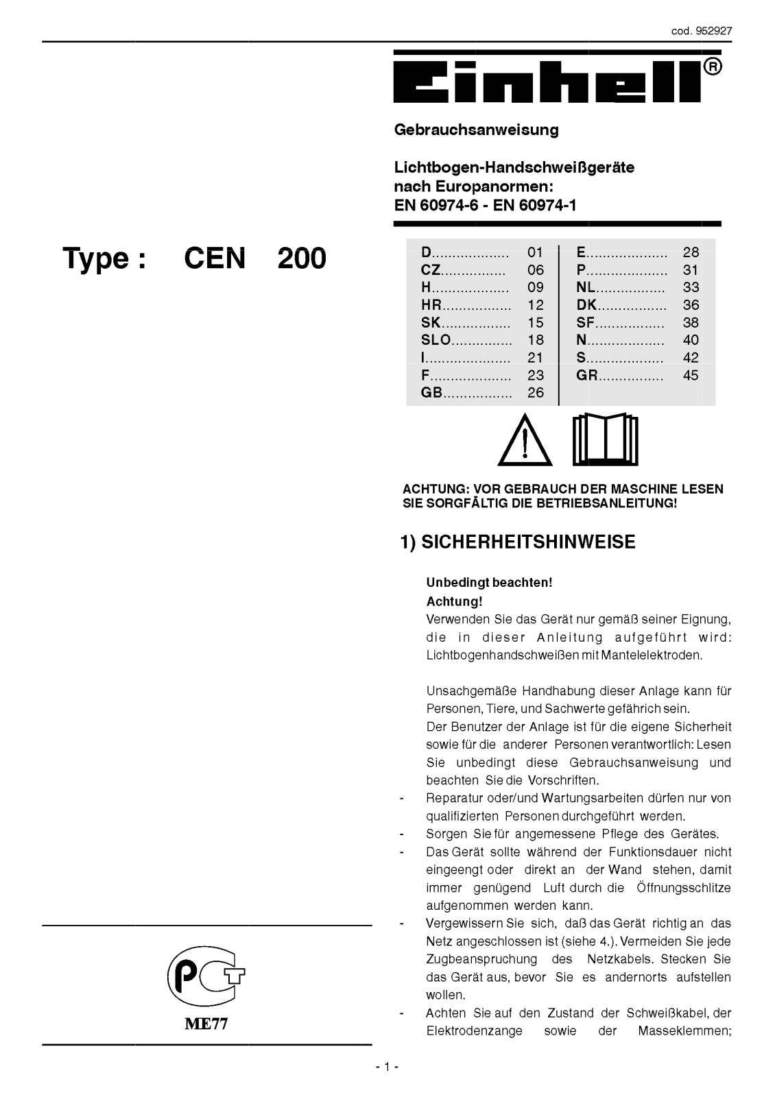 Einhell CEN 200-EC User Manual