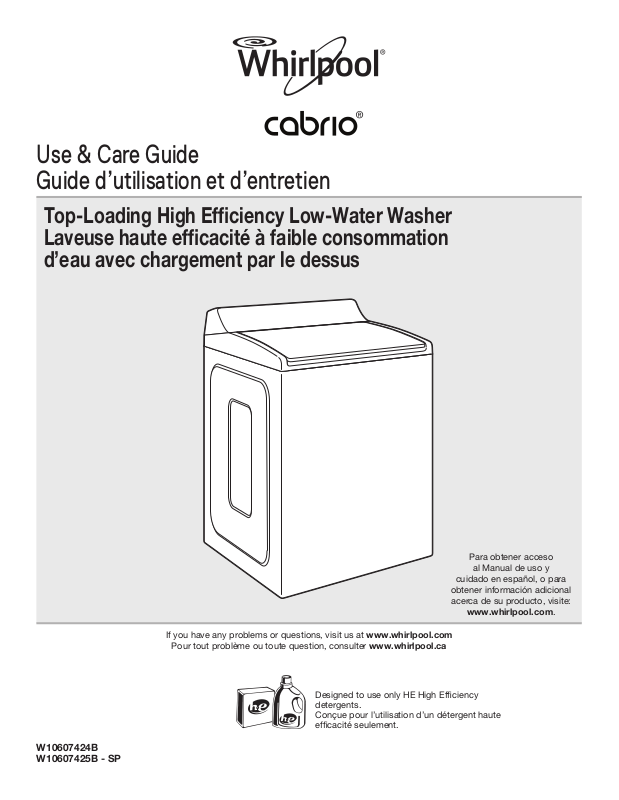 Whirlpool WTW8040DW, WTW8000DW, WTW7300DW, WTW7000DW User Manual