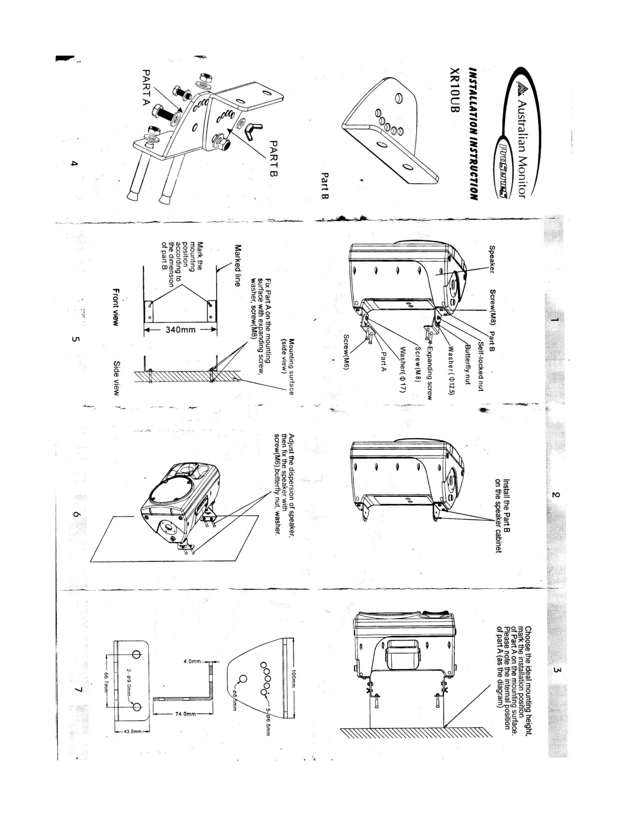 Australian Monitor. XR10 12UB BRACKET User Manual