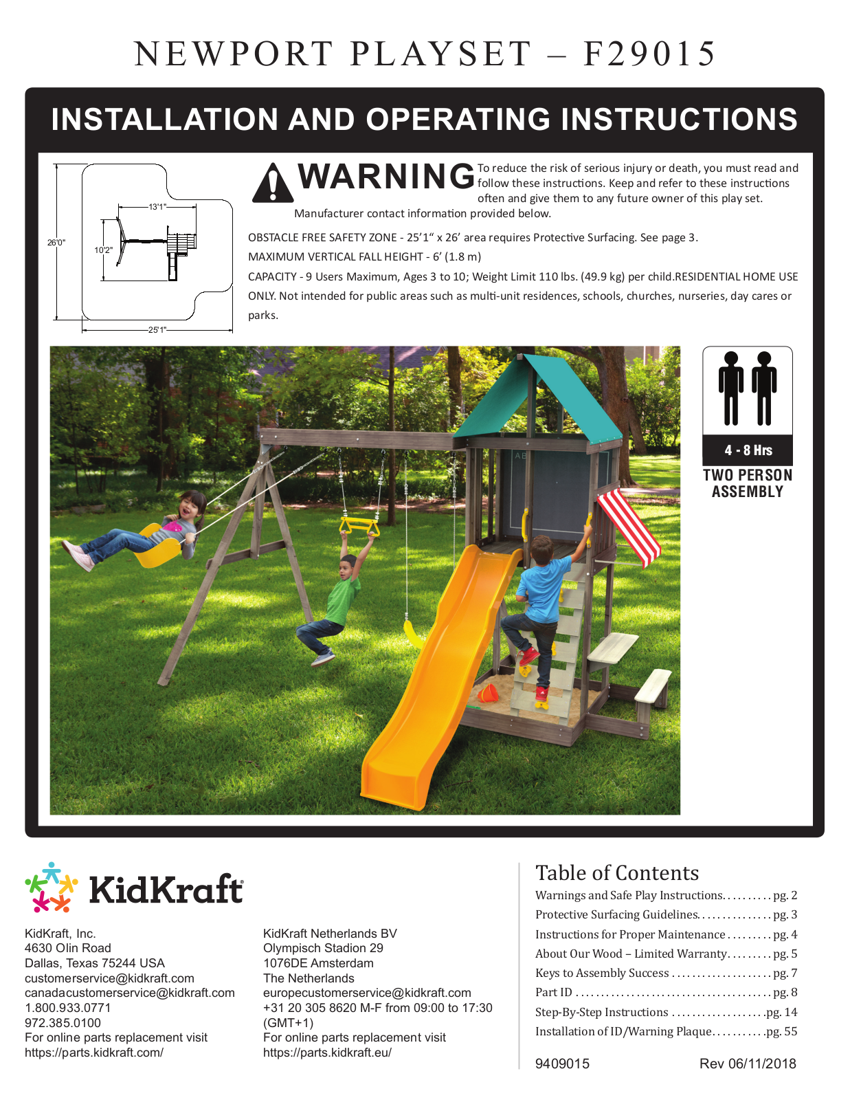 KidKraft NEWPORT PLAYSET F29015 Installation And Operating Instructions Manual