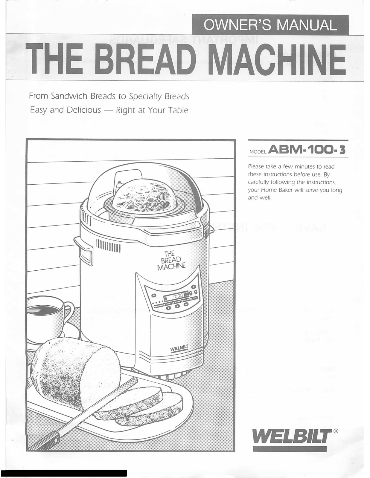 Welbilt ABM1003 Owner's Manual