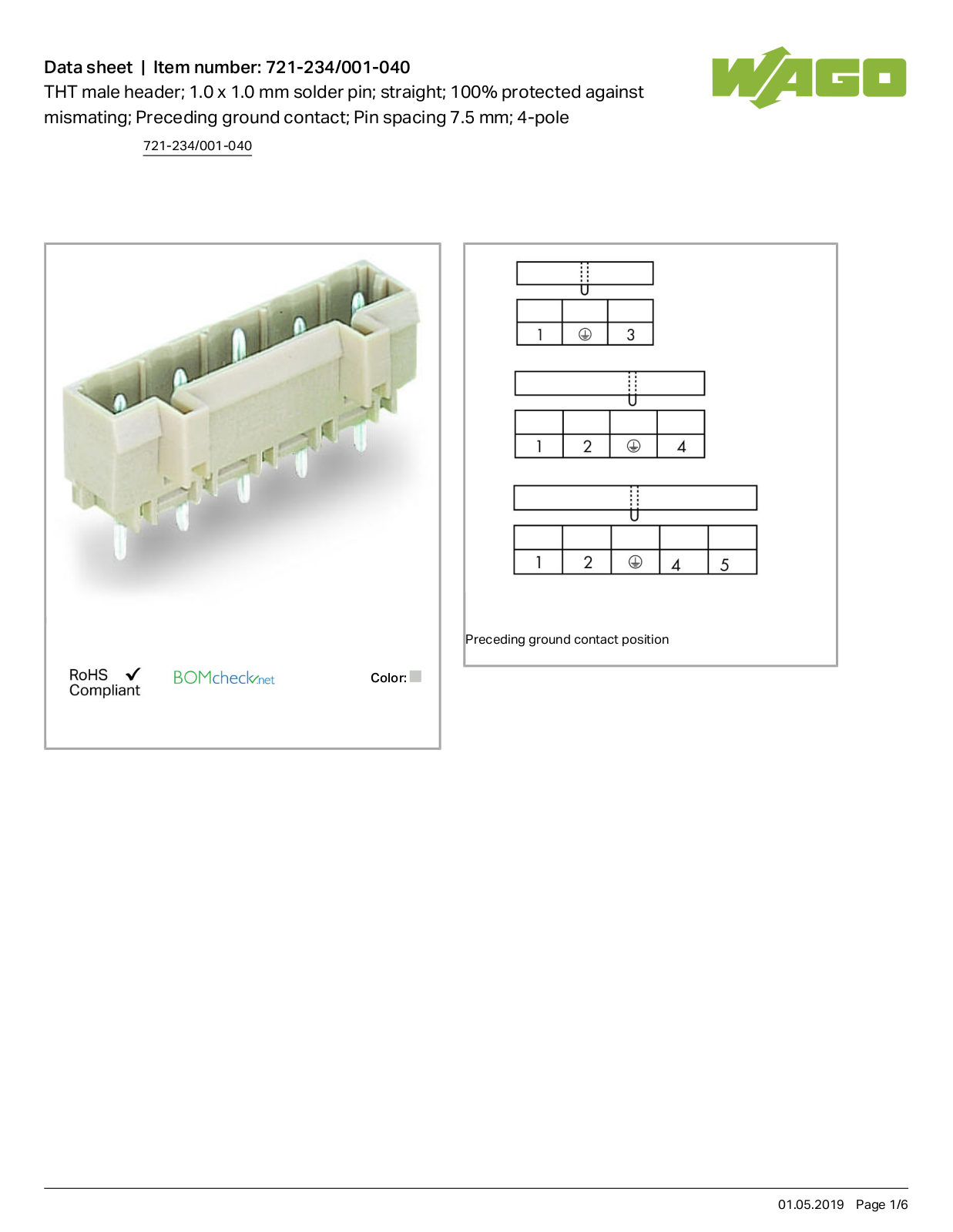 Wago 721-234/001-040 Data Sheet