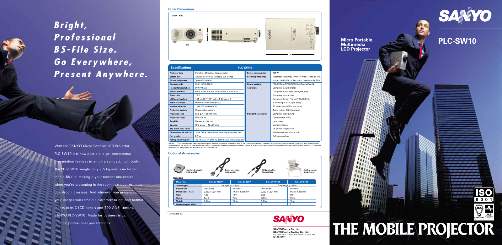 Sanyo PLC-SW10 Product Sheet