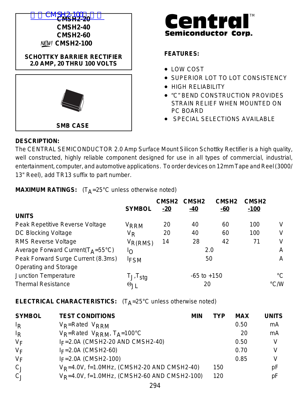 Central CMSH2-20, CMSH2-40, CMSH2-60, CMSH2-100 Service Manual