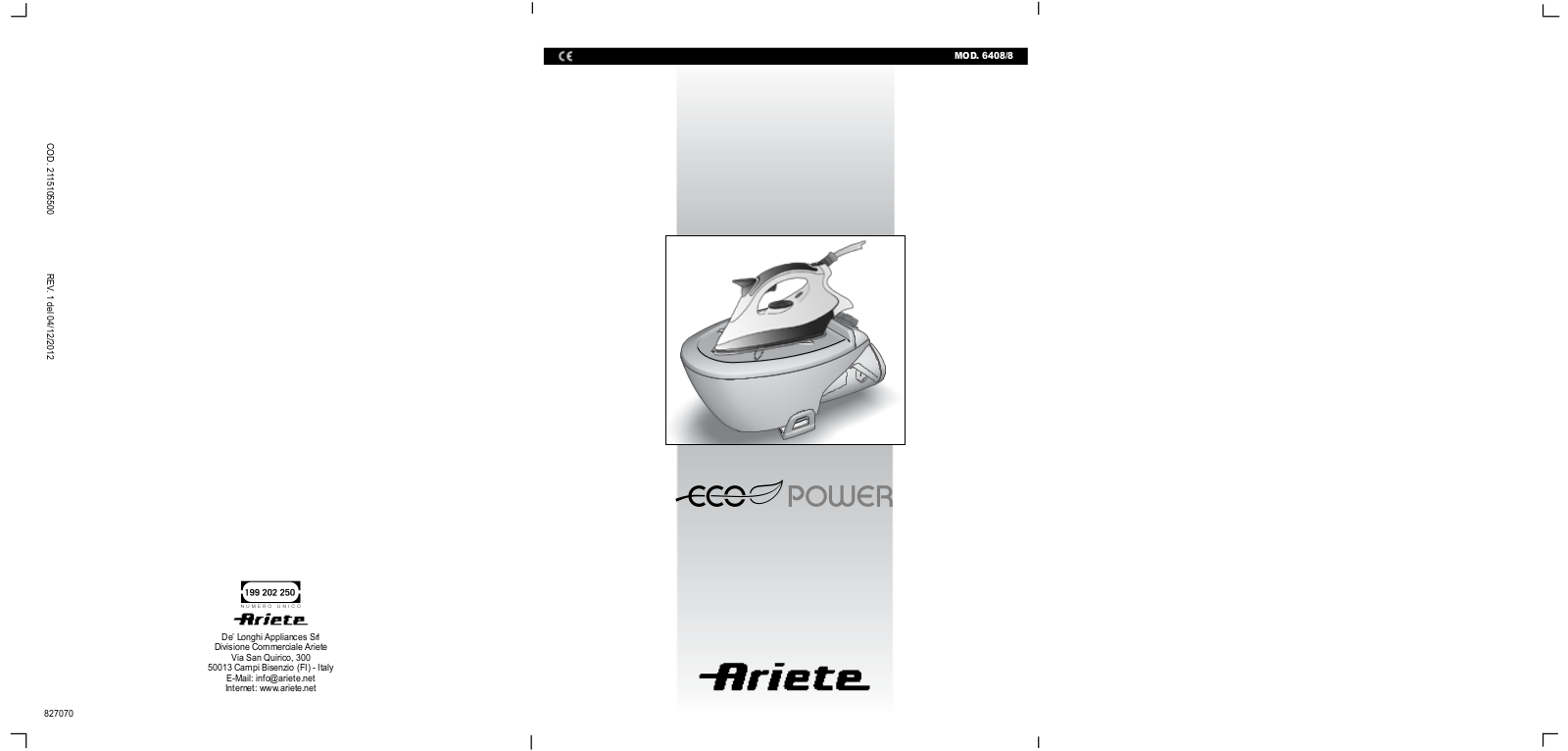 Ariete 6408/8 User manual