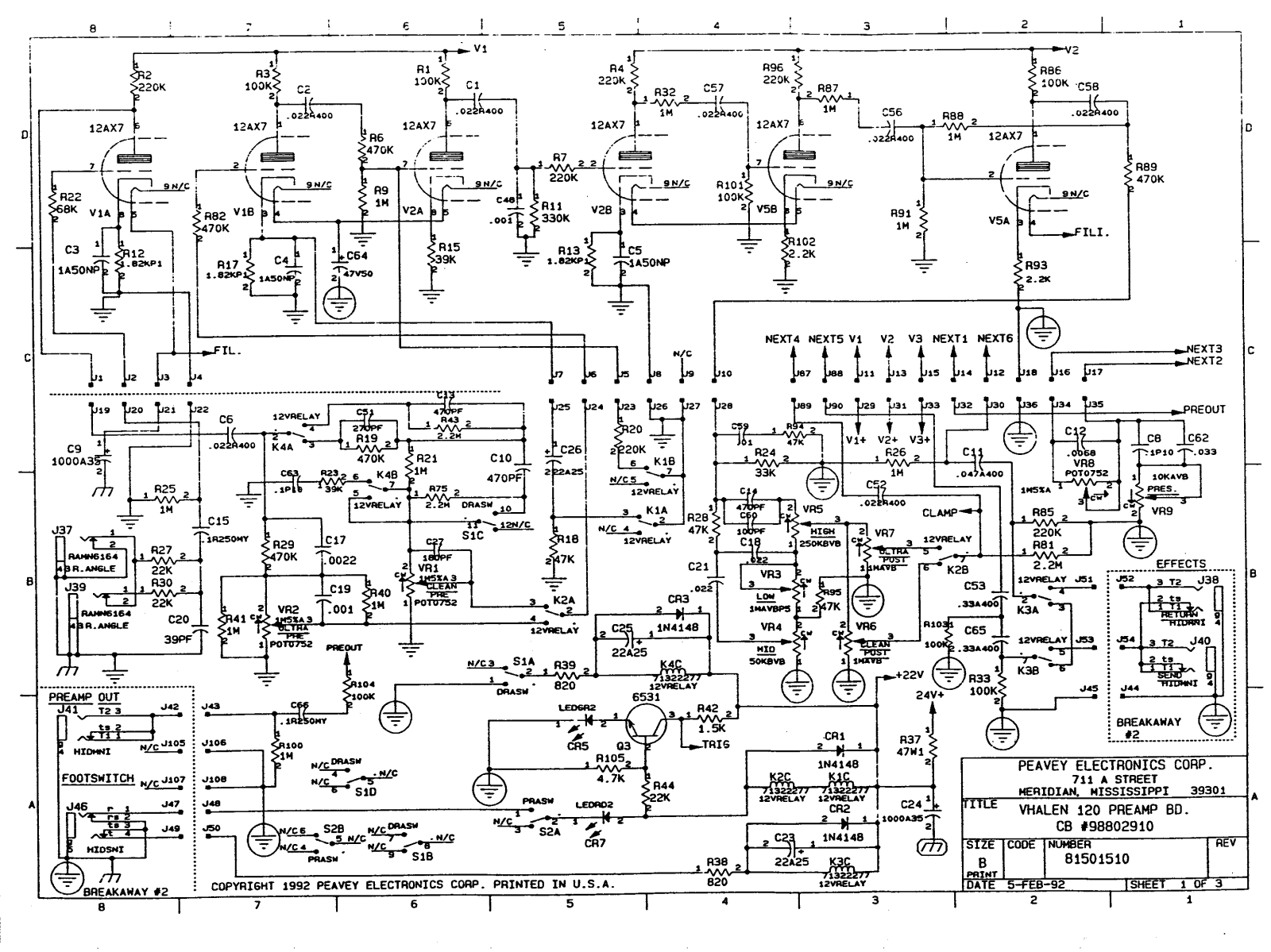 Peavey 5150-EVH-1 Schematic