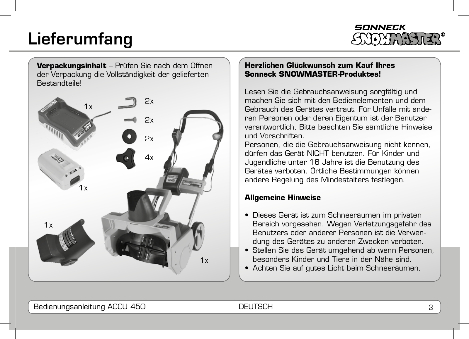 Sonneck ACCU 450 Operating Instructions