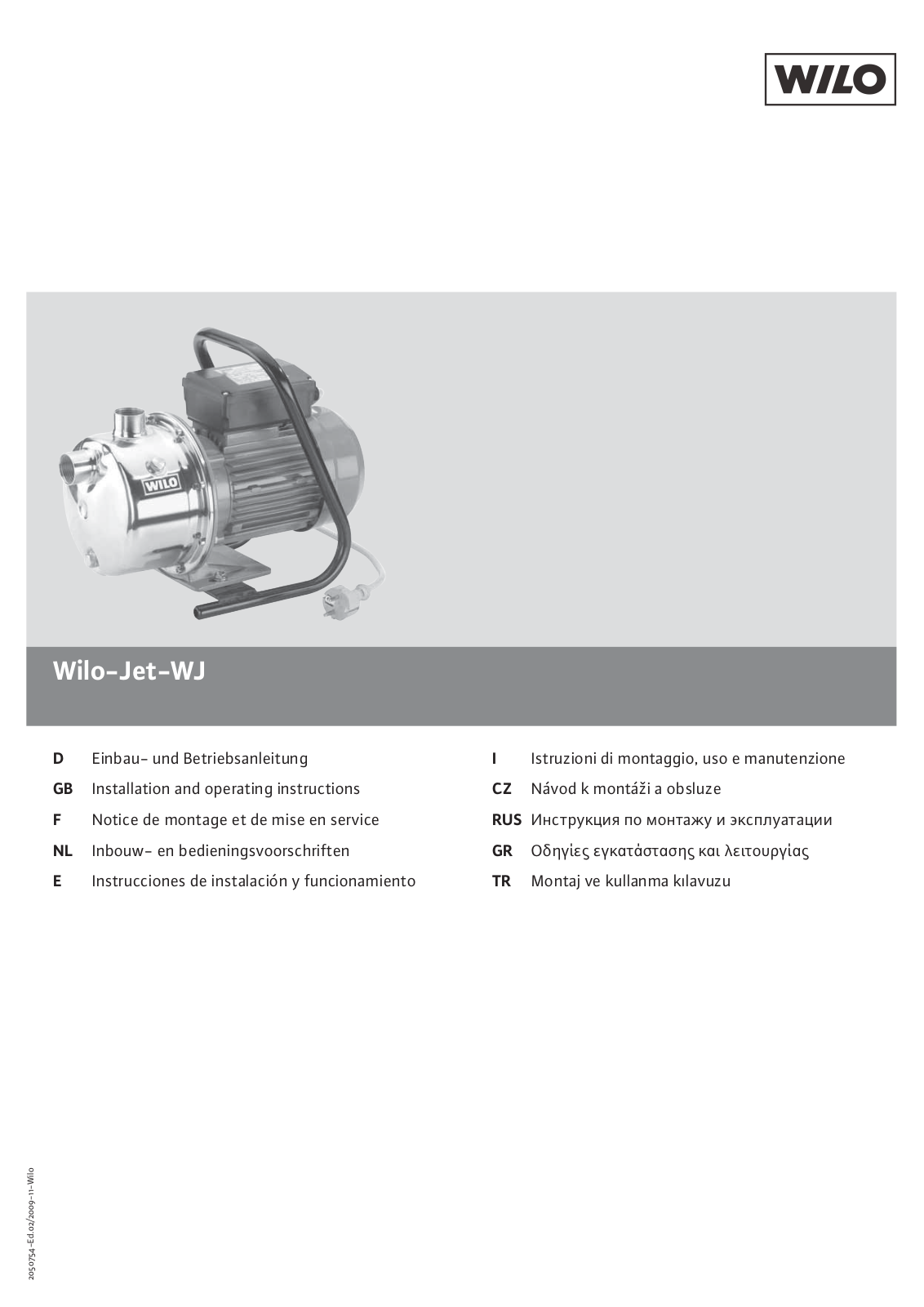 WILO Jet-WJ User Manual