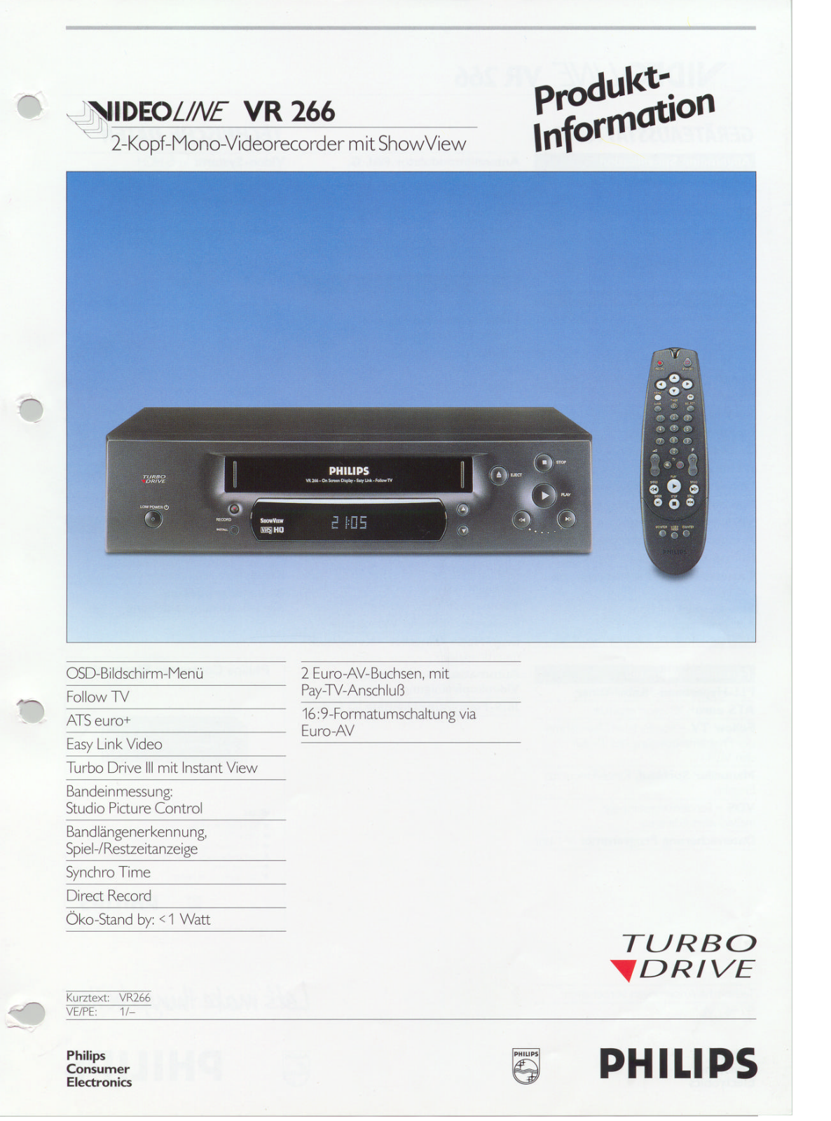 Philips VR 266 User Manual