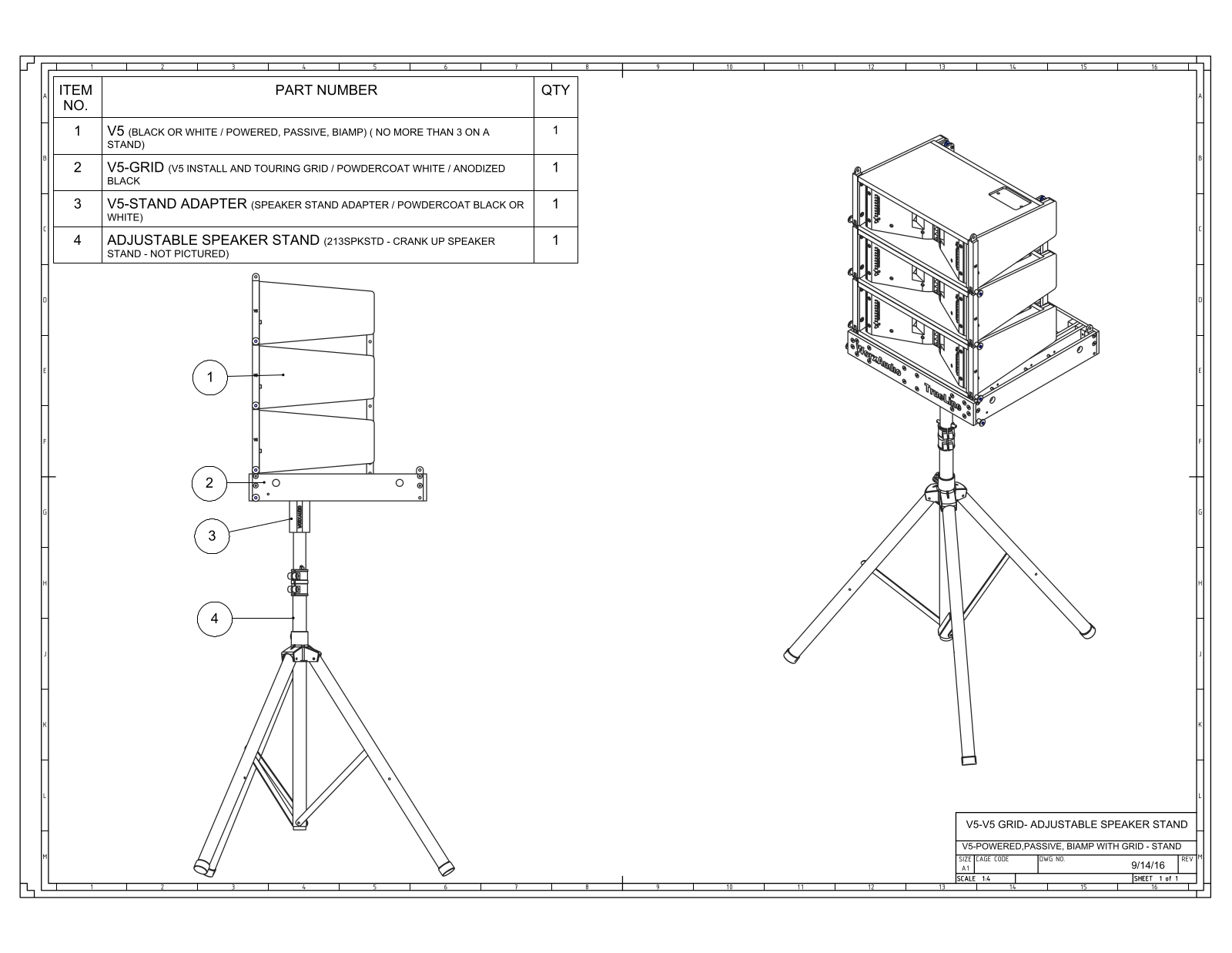 PreSonus V5-STANDADAPTER Data Sheet