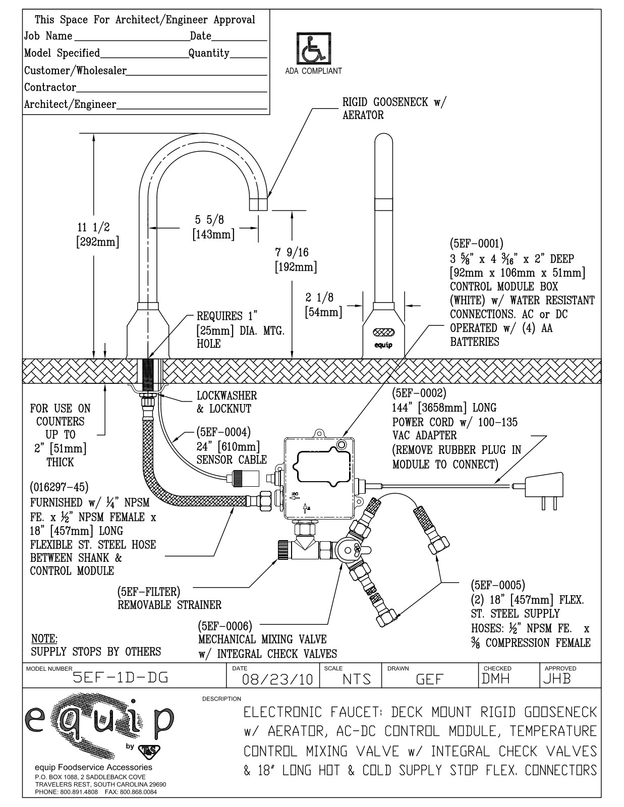 T & S Brass & Bronze Works 5EF-1D-DG General Manual