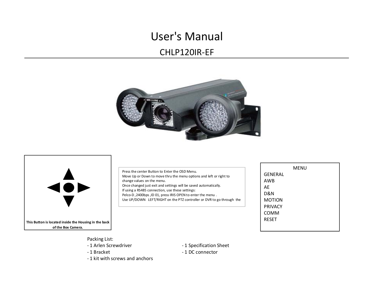 COP-USA CHLP120IR-EF User Manual