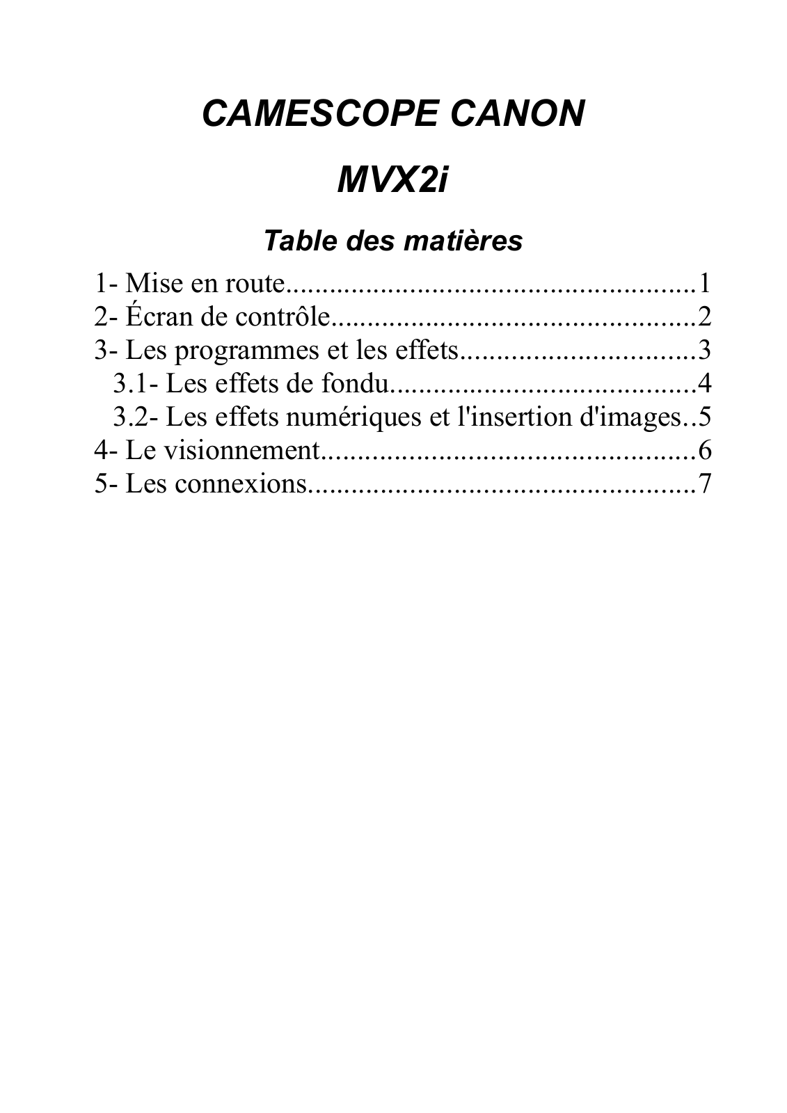 CANON MVX2i User Manual