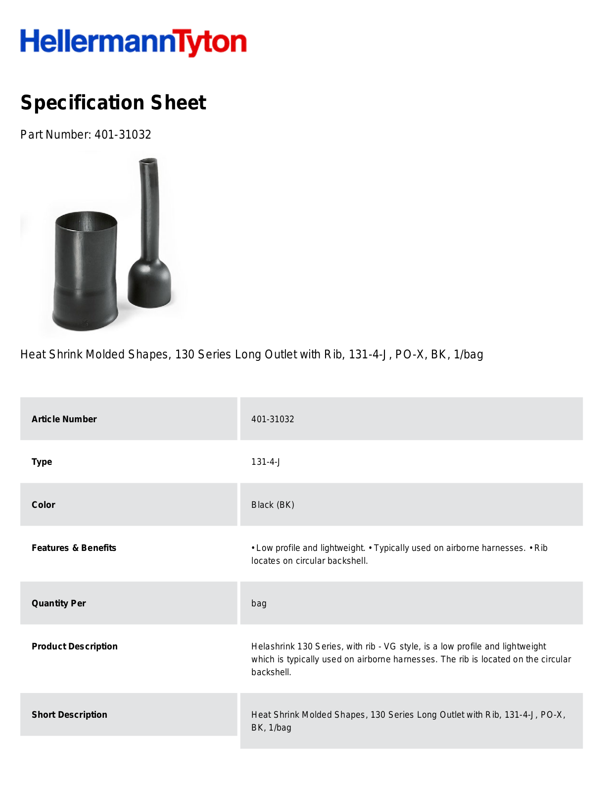 HellermannTyton 401-31032 Specification Sheet - ManualMachine.com