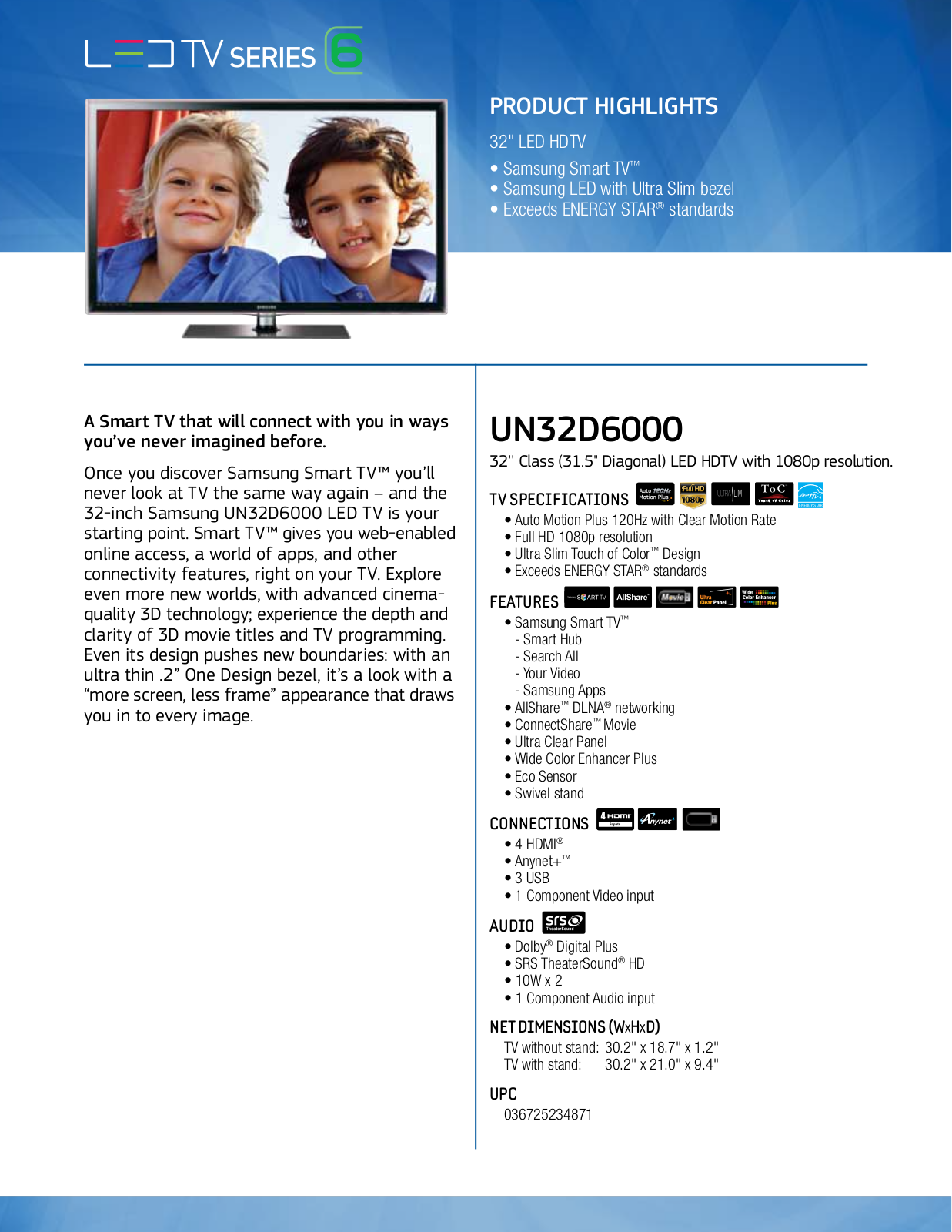 Samsung UN32D6000 User Manual