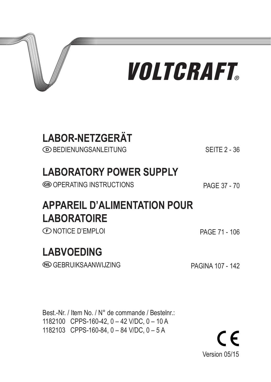 VOLTCRAFT CPPS-160-42, CPPS-160-84 User guide