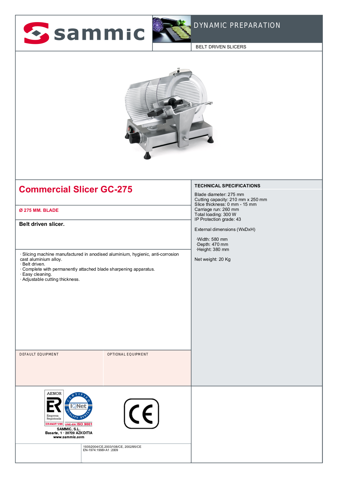 Sammic GC-275 User Manual