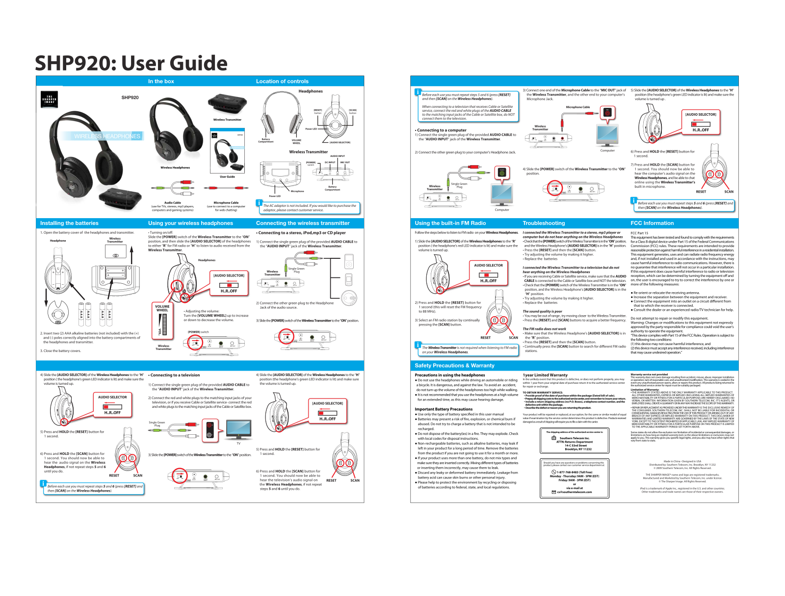 Sharper image SHP920 User Manual