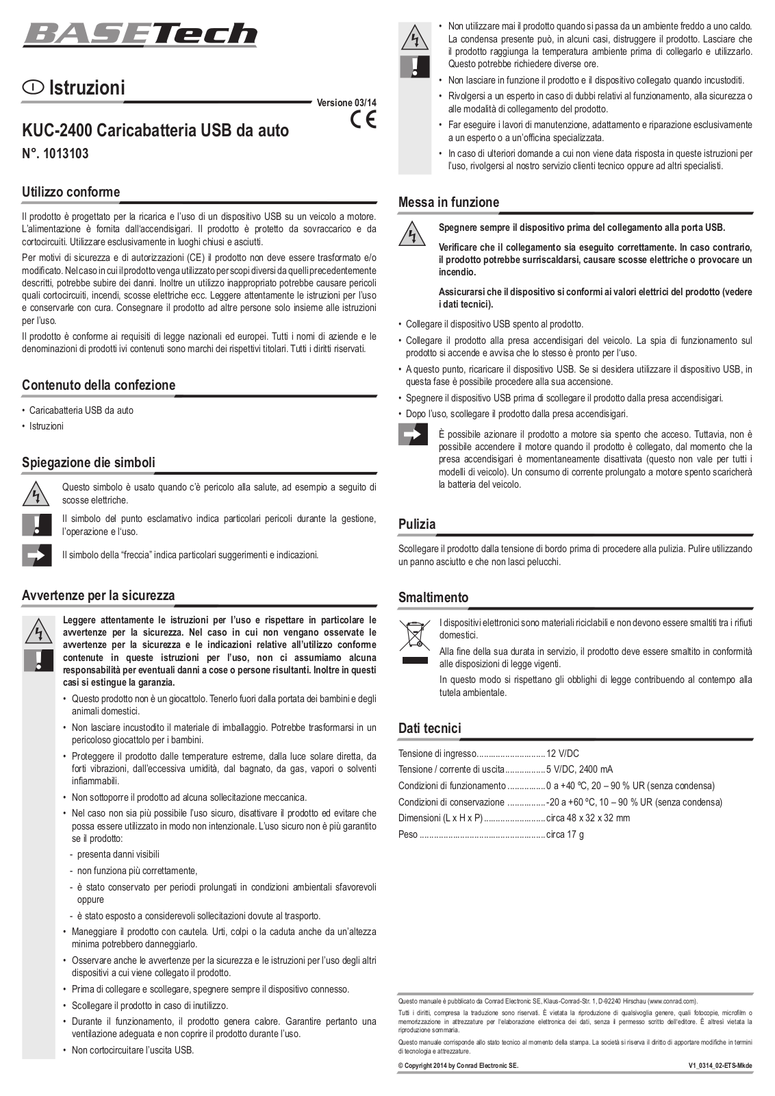 Basetech KUC-2400, 1013103 User guide