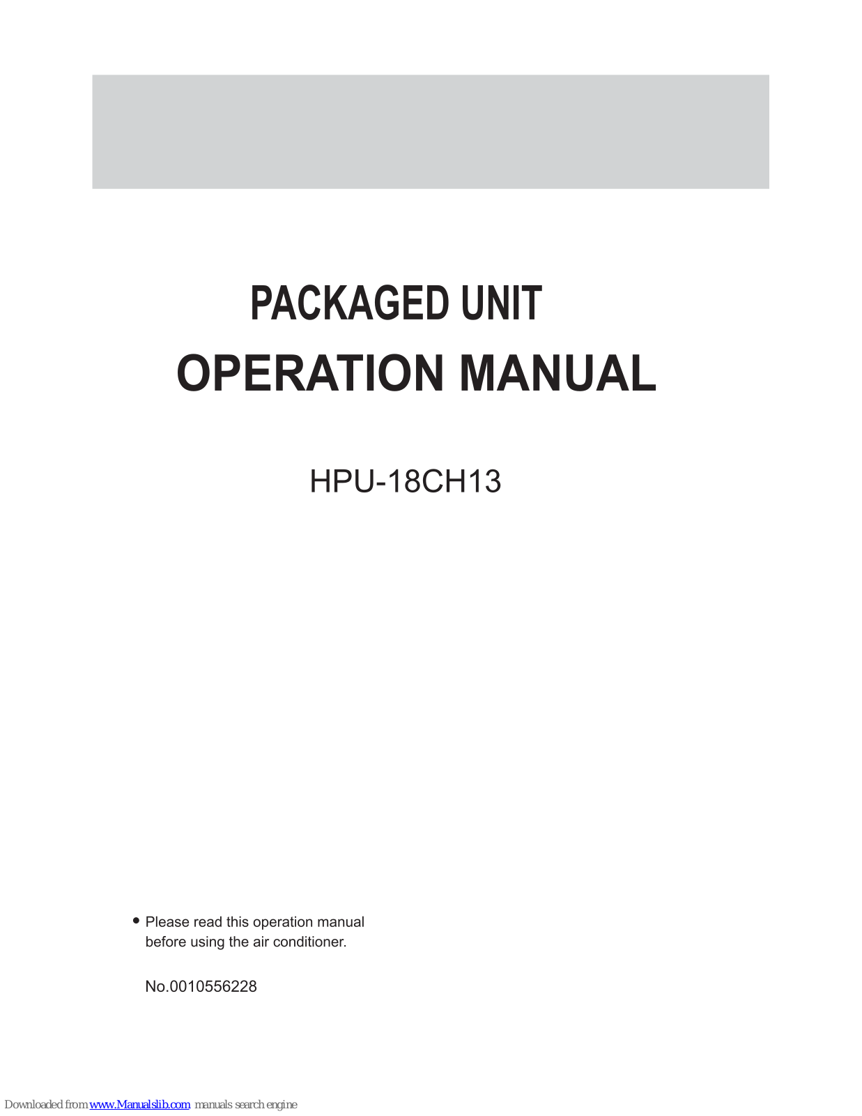 Haier HPU-18CH13, HPU-123C01 Operation Manual