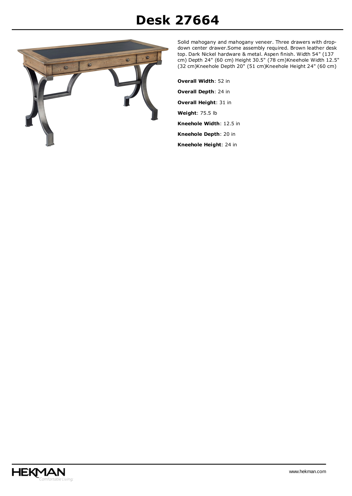 Hekman W004497646 Specifications - ManualMachine.com