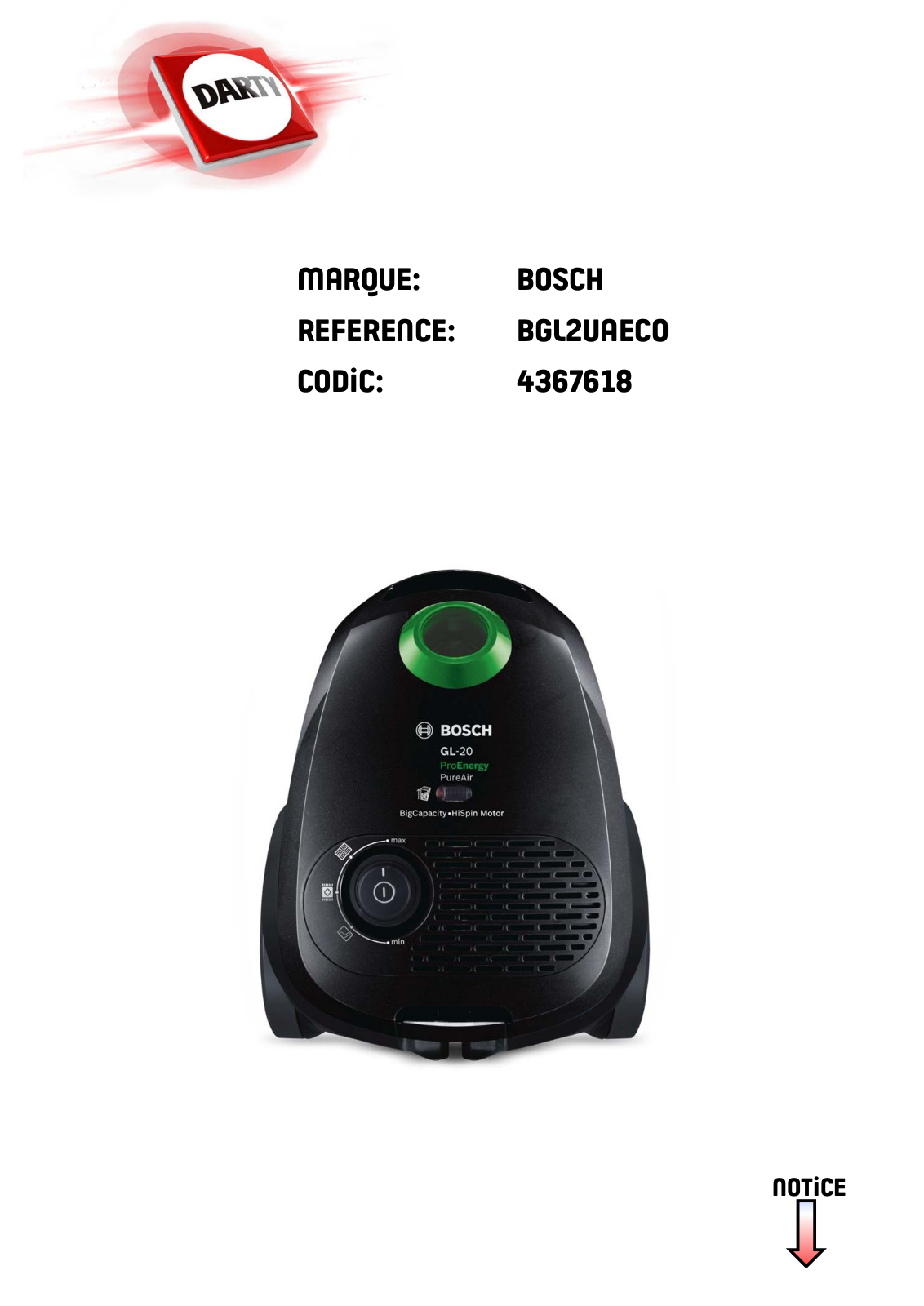 Bosch BGL2UAECO User Manual