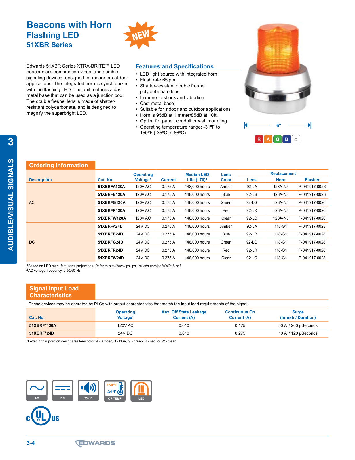 Edwards Signaling 51XBR Series Catalog Page