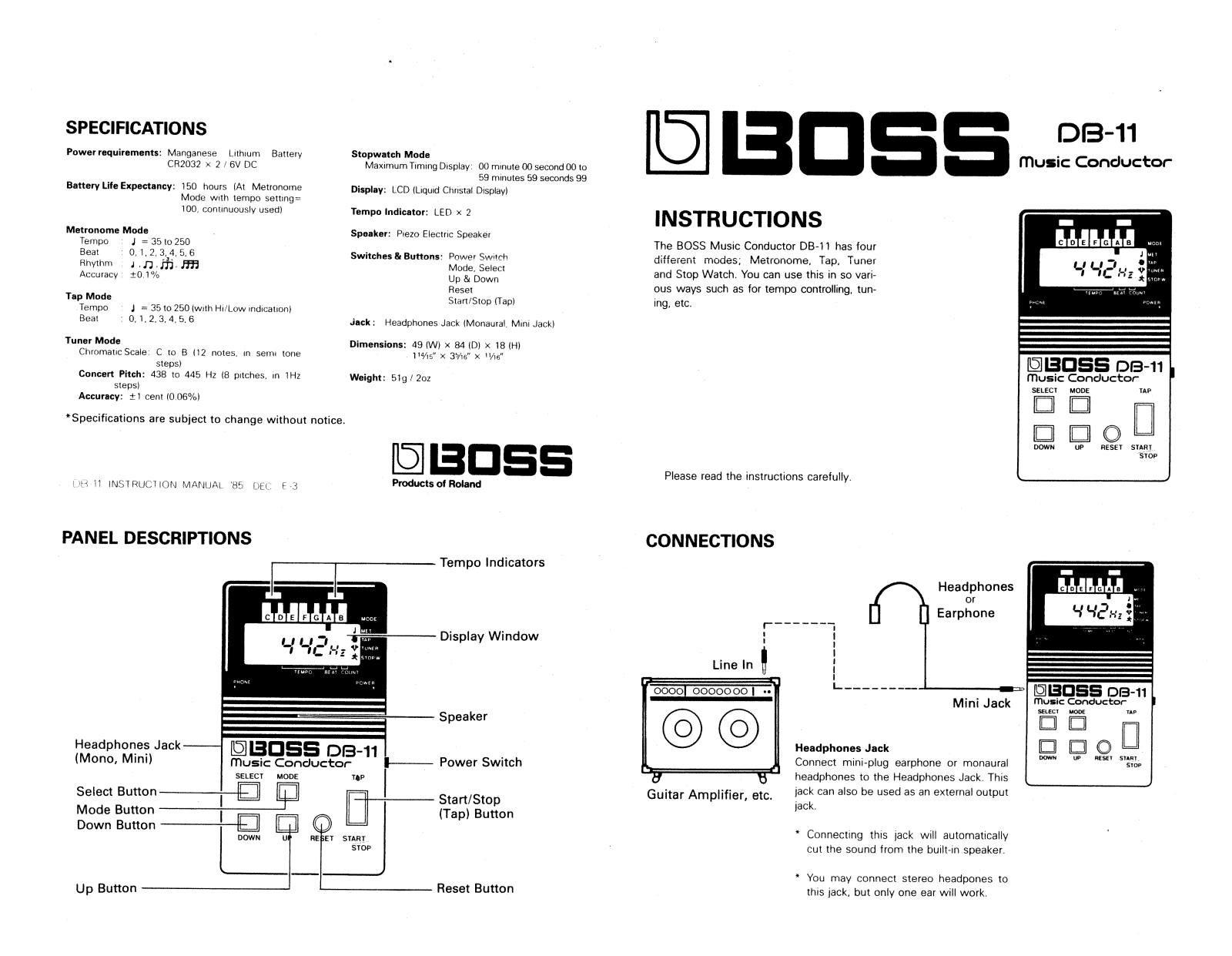 Roland Corporation DB-11 Owner's Manual