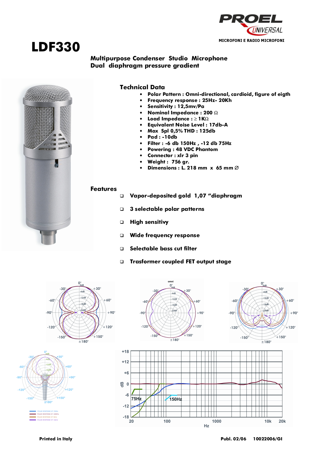 Proel LDF330 Specification