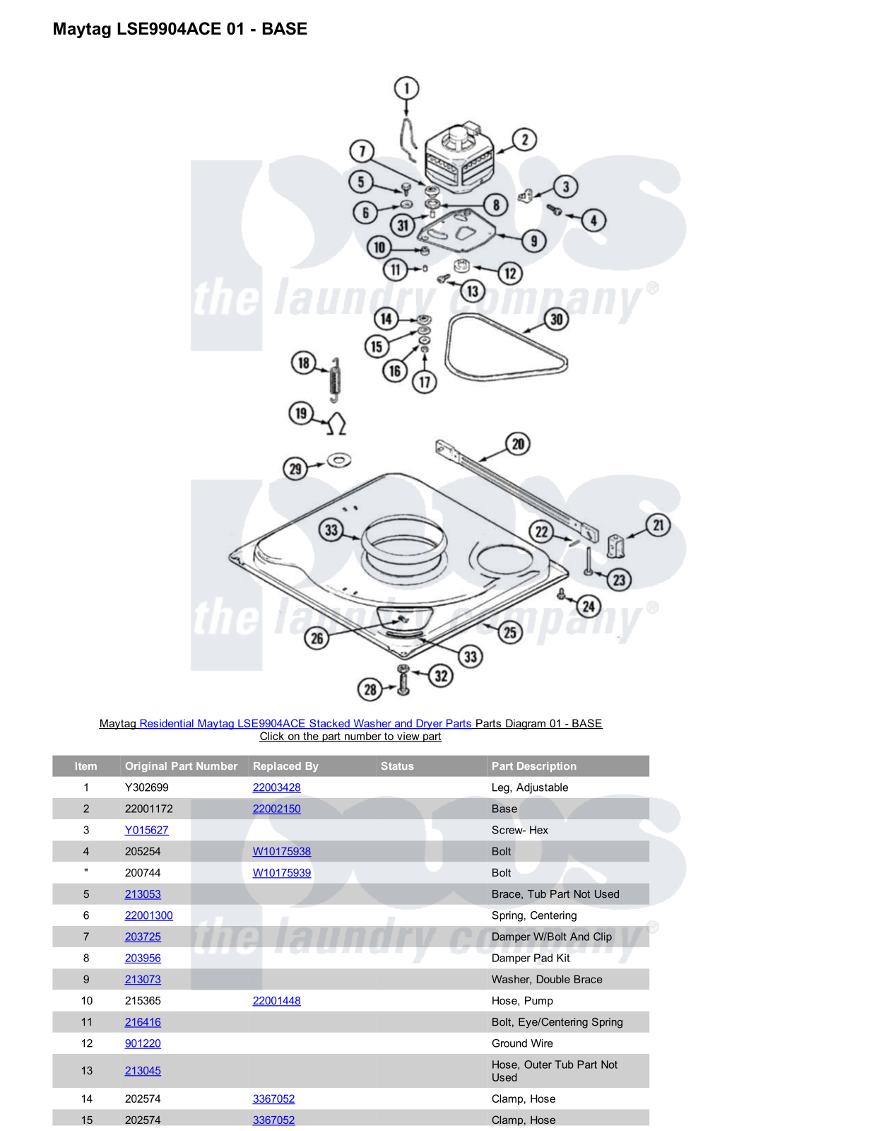 Maytag LSE9904ACE Stacked and Parts Diagram