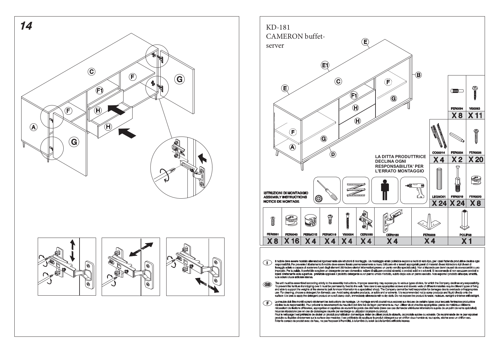 Casabianca KD181LO, KD181G Assembly Guide - ManualMachine.com