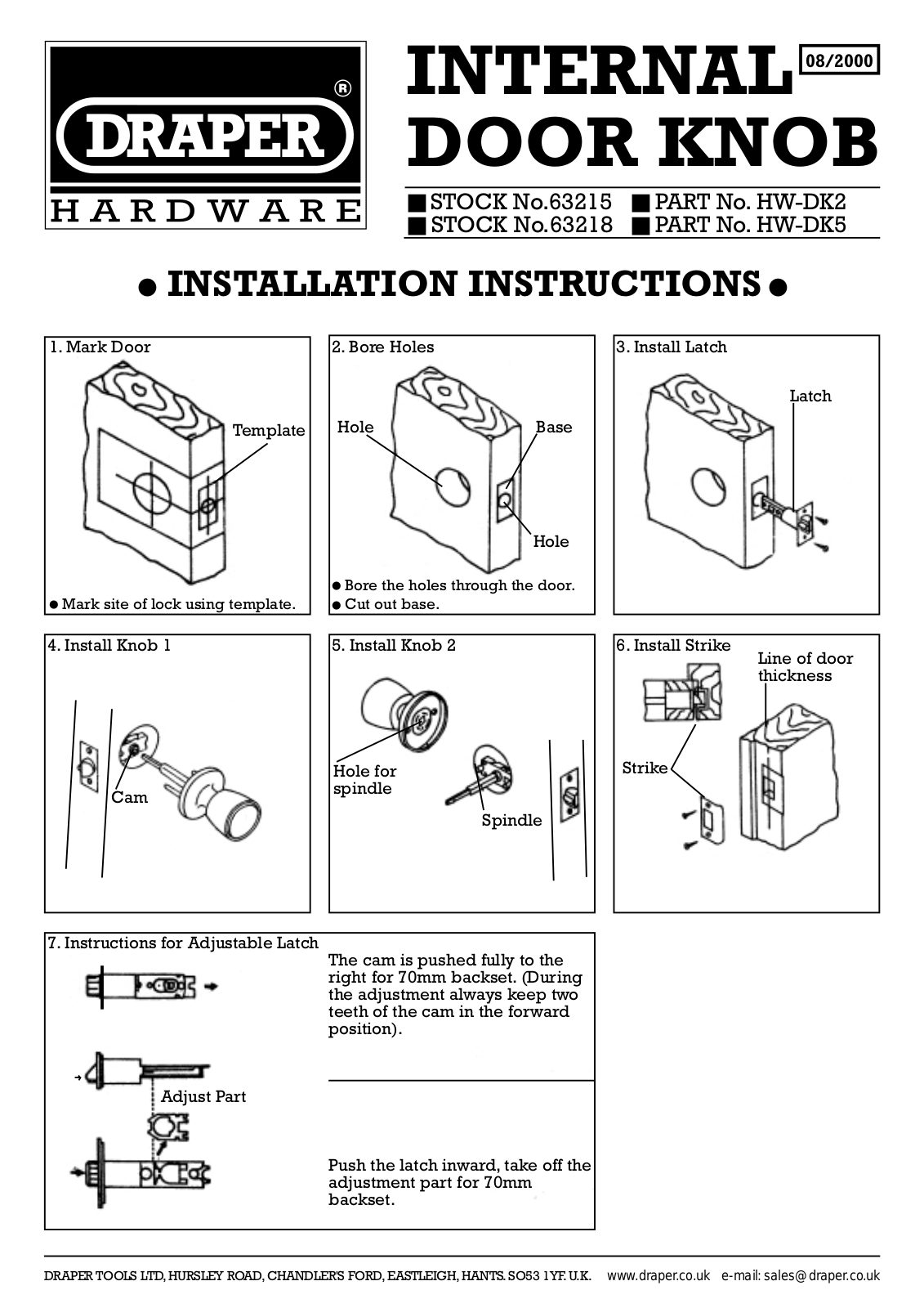 Draper 63215, HW-DK2, 63218, HW-DK5 INSTALLATION INSTRUCTIONS - ManualMachine.com
